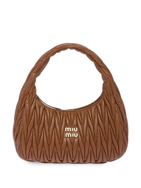 miu miu matelasse bag brown|Dark Brown Wander Matelassé Suede Hobo Bag .